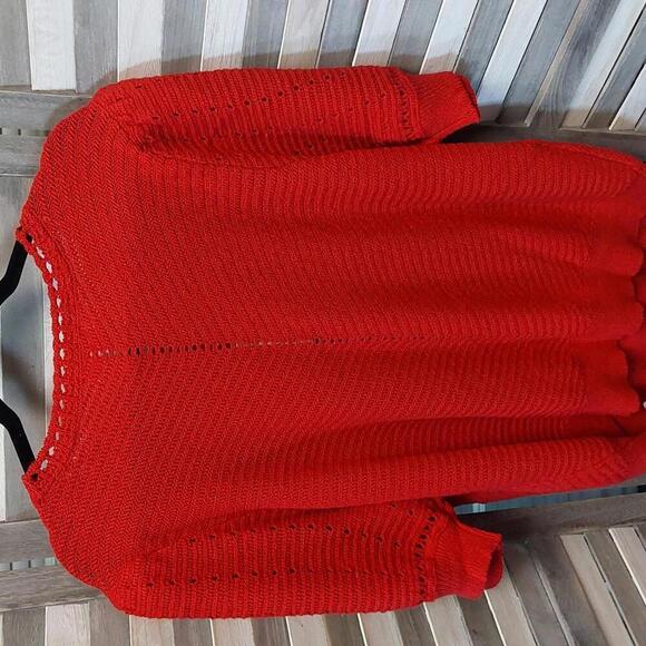 Chic Red Knit Sweater with Puff Sleeves | Knox Rose | 2X - Picture 7 of 12